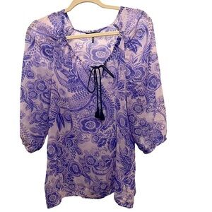 Daisy Fuentes Top Purple and White Size Large